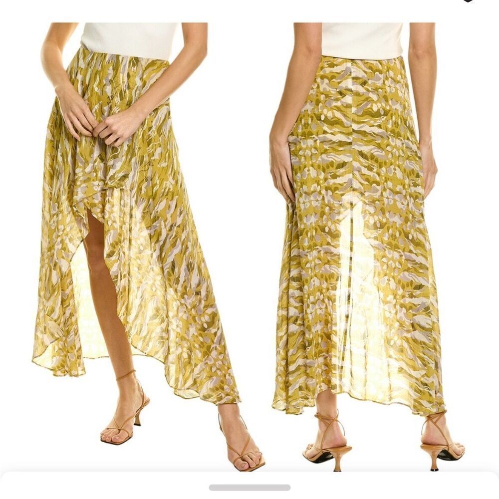ALL SAINTS Slvina Hi-Low Skirt with mini skirt liner Yellow Pattern Size 0 NWT
